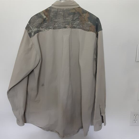 Mossy Oak Long Sleeve Button Up Shirt Men’s Size XL Embroidered Beige Camo - Picture 6 of 9